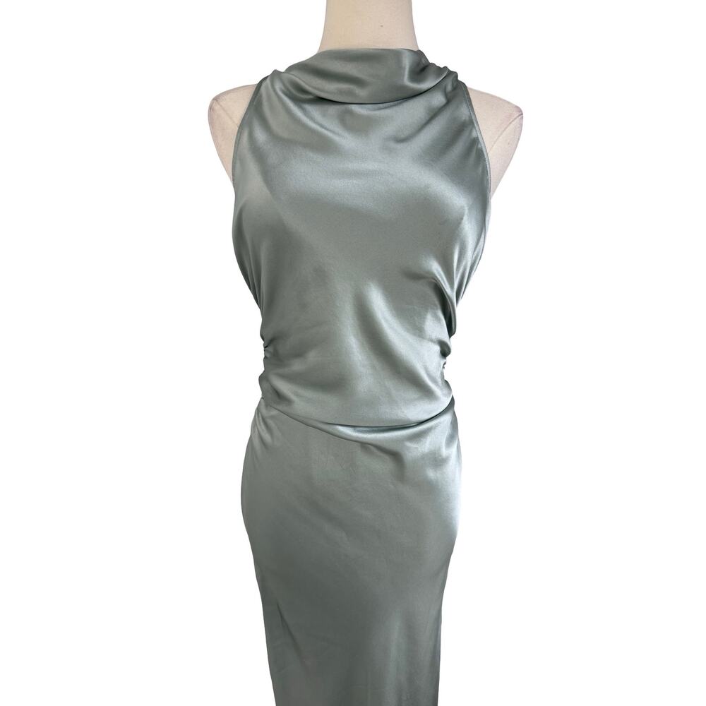 Reformation Anais Silk Maxi Dress Aquamarine Open Back Gown Size 6 - Picture 6 of 8